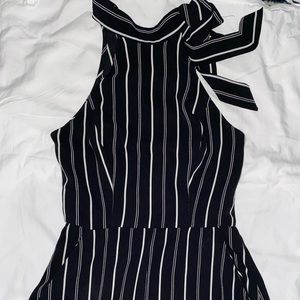 Halter top romper with long pants with bow at the top